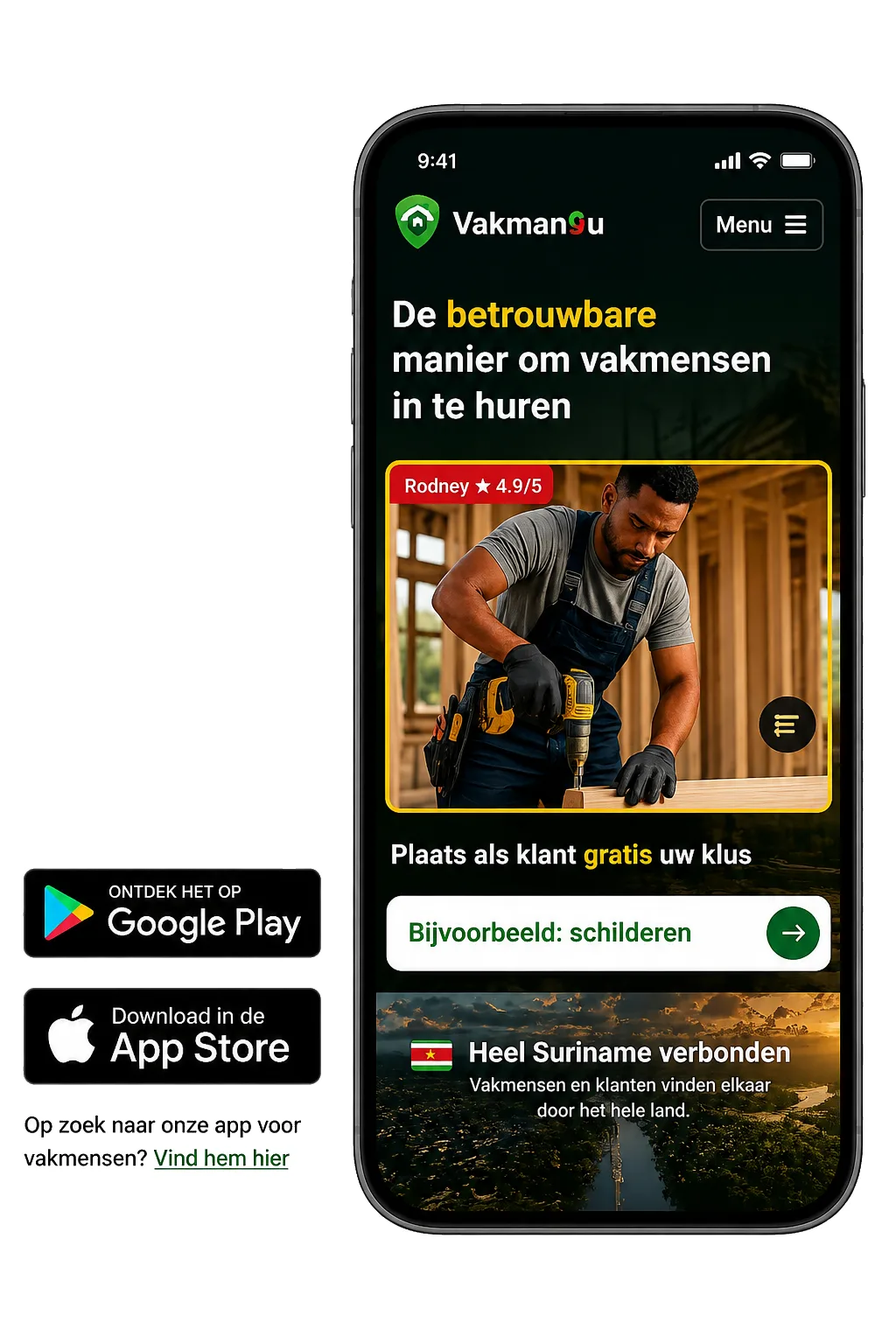 Download de Vakmansu app in Google Play en de App Store