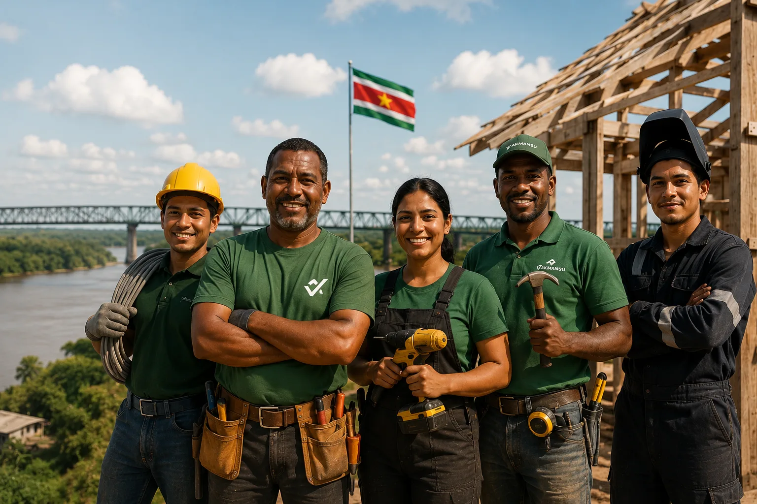 Vakmensen van Vakmansu voor de Surinaamse vlag
